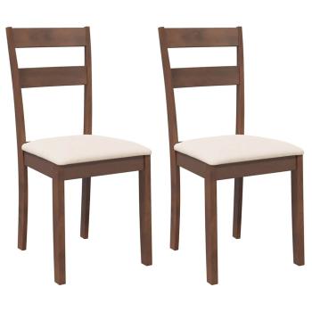Esszimmerst?hle mit Kissen 2 Stk. Braun Massivholz Gummibaum