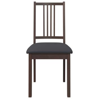 Esszimmerstühle mit Kissen 2 Stk. Braun Massivholz Gummibaum