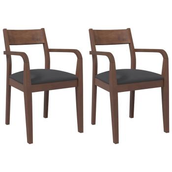 Esszimmerstühle mit Kissen 2 Stk. Braun Massivholz Gummibaum