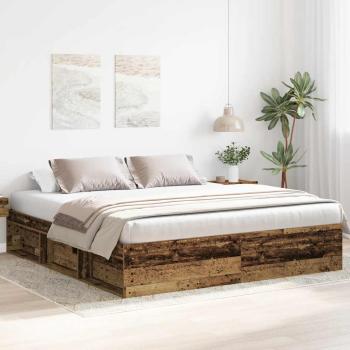 Bettgestell ohne Matratze Altholz-Optik 200x200cm Holzwerkstoff