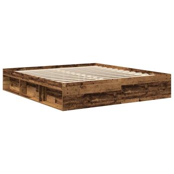 Bettgestell ohne Matratze Altholz-Optik 200x200cm Holzwerkstoff