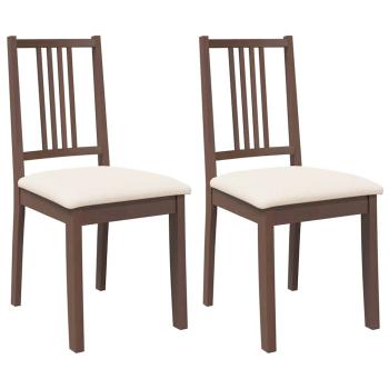 ARDEBO.de - Esszimmerstühle mit Kissen 2 Stk. Braun Massivholz Gummibaum