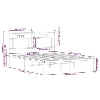 Bettgestell ohne Matratze Braun Eiche 140x190 cm Holzwerkstoff