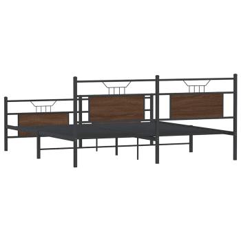 Metallbett ohne Matratze Braun Eichen-Optik 180x200 cm