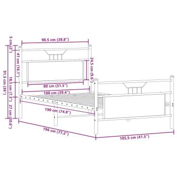 Bettgestell ohne Matratze Braun Eiche 100x190 cm Holzwerkstoff
