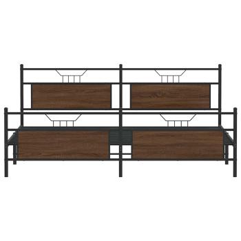 Metallbett ohne Matratze Braun Eichen-Optik 193x203 cm