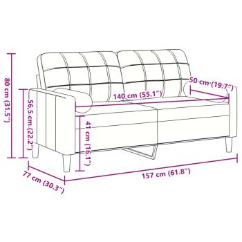 2-Sitzer-Sofa mit Zierkissen Creme 140 cm Samt