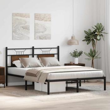 ARDEBO.de - Bettgestell ohne Matratze Braun Eiche 137x190 cm Holzwerkstoff