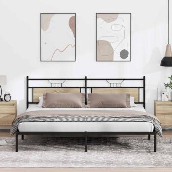 ARDEBO.de - Bettgestell ohne Matratze Sonoma-Eiche 200x200 cm Holzwerkstoff