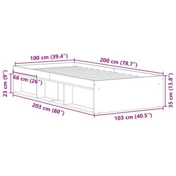 Bettgestell ohne Matratze Altholz-Optik 100x200cm Holzwerkstoff