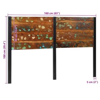 Kopfteil 160 cm Altholz Massivholz und Eisen
