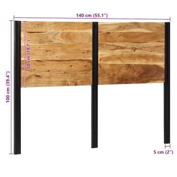 Kopfteil 140 cm Massivholz Akazie und Eisen