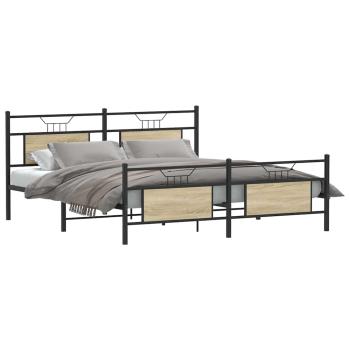Metallbett ohne Matratze Sonoma-Eiche 160x200 cm
