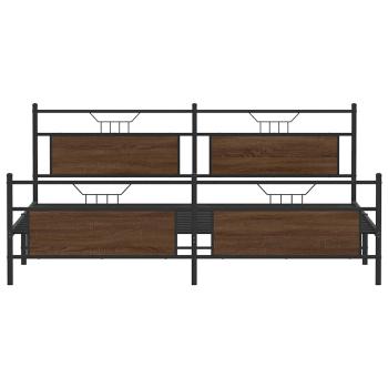 Metallbett ohne Matratze Braun Eichen-Optik 200x200 cm