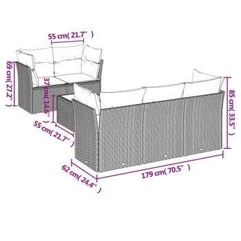 6-tlg. Garten-Sofagarnitur mit Kissen Schwarz Poly Rattan