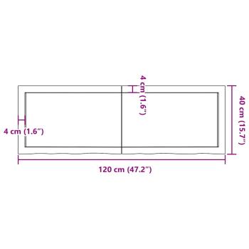Tischplatte Dunkelbraun 120x40x(2-6)cm Massivholz Eiche