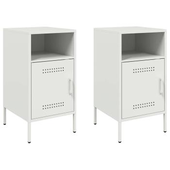 ARDEBO.de - Nachttische 2 Stk. Weiß 36x39x68 cm Stahl