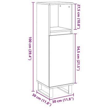 Badschrank Betongrau 30x30x100 cm Holzwerkstoff
