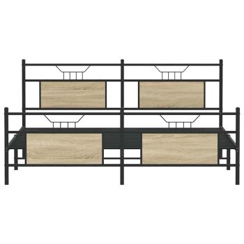 Metallbett ohne Matratze Sonoma-Eiche 180x200 cm