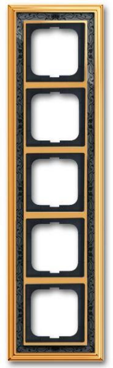 ARDEBO.de Busch-Jaeger 1725-833, Abdeckrahmen, Busch-dynasty®, 5-fach Rahmen, Messing Poliert Dekor Anthrazit (2CKA001754A4652)