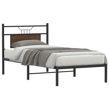 ARDEBO.de - Bettgestell ohne Matratze Braun Eiche 75x190 cm Holzwerkstoff