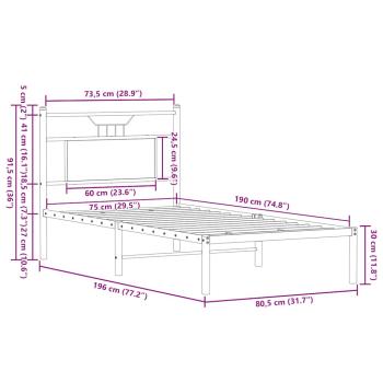 Bettgestell ohne Matratze Braun Eiche 75x190 cm Holzwerkstoff
