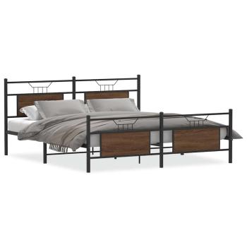 Metallbett ohne Matratze Braun Eichen-Optik 183x213 cm