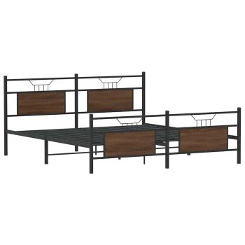 Metallbett ohne Matratze Braun Eichen-Optik 183x213 cm