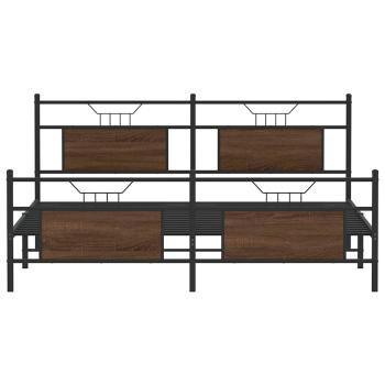 Metallbett ohne Matratze Braun Eichen-Optik 183x213 cm