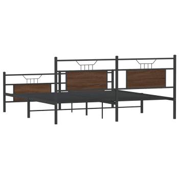 Metallbett ohne Matratze Braun Eichen-Optik 183x213 cm