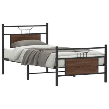 ARDEBO.de - Bettgestell ohne Matratze Braun Eiche 90x190 cm Holzwerkstoff