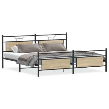Metallbett ohne Matratze Sonoma-Eiche 193x203 cm