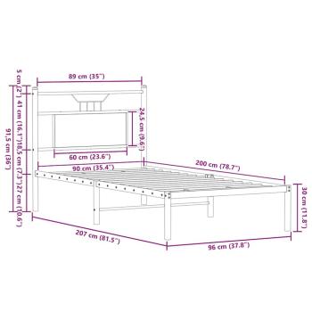 Bettgestell ohne Matratze Braun Eiche 90x200 cm Holzwerkstoff