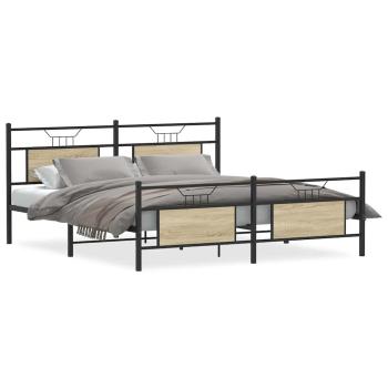 Metallbett ohne Matratze Sonoma-Eiche 183x213 cm