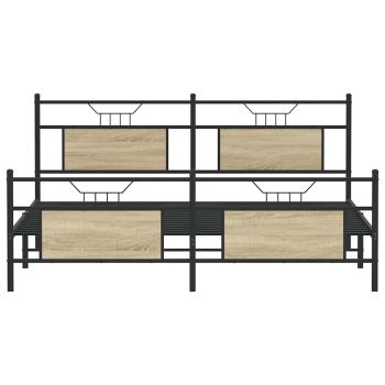 Metallbett ohne Matratze Sonoma-Eiche 183x213 cm