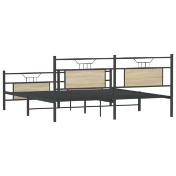 Metallbett ohne Matratze Sonoma-Eiche 183x213 cm