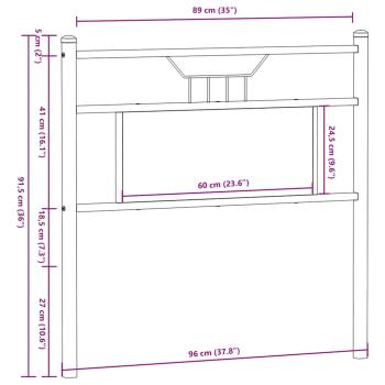 Kopfteil Sonoma-Eiche 90 cm Holzwerkstoff und Stahl