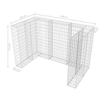 Gabionen-Mülltonnenverkleidung für 2 Tonnen Stahl 180x100x120cm