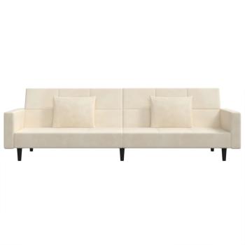 Schlafsofa 2-Sitzer mit 2 Kissen Creme Samt