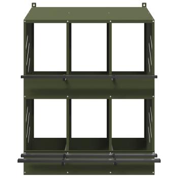 Hühner-Nistkasten mit 6 Fächern Olivgrün Metall