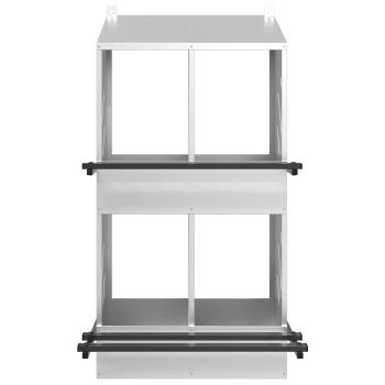 Hühner-Nistkasten mit 4 Fächern Verzinktes Silber Metall