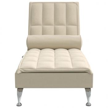 Massage-Chaiselongue mit Nackenrolle Creme Stoff