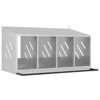 Hühner-Nistkasten mit 4 Fächern Verzinktes Silber Metall