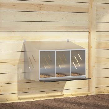 ARDEBO.de - Hühner-Nistkasten mit 3 Fächern Verzinktes Silber Metall