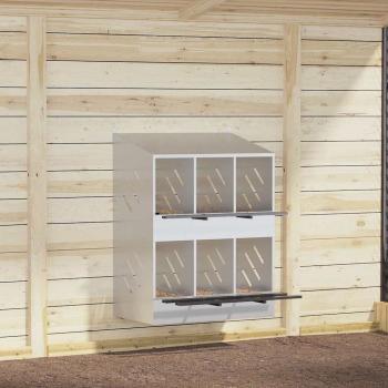 ARDEBO.de - Hühner-Nistkasten mit 6 Fächern Verzinktes Silber Metall