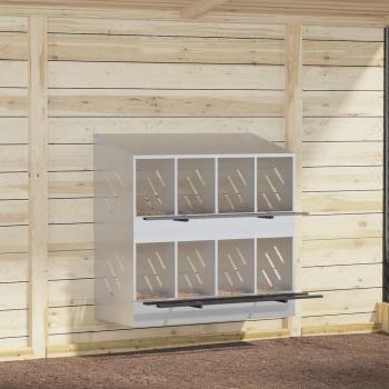 ARDEBO.de - Hühner-Nistkasten mit 8 Fächern Verzinktes Silber Metall