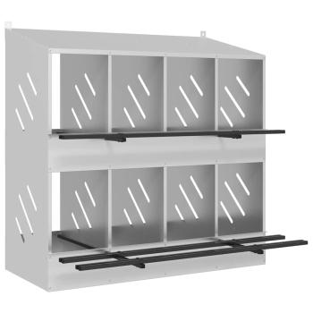 Hühner-Nistkasten mit 8 Fächern Verzinktes Silber Metall