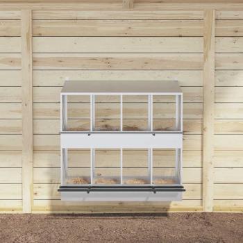 Hühner-Nistkasten mit 8 Fächern Verzinktes Silber Metall