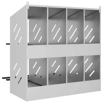 Hühner-Nistkasten mit 8 Fächern Verzinktes Silber Metall