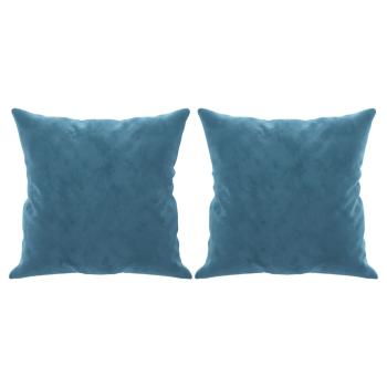 2-Sitzer-Sofa mit Zierkissen Blau 140 cm Samt